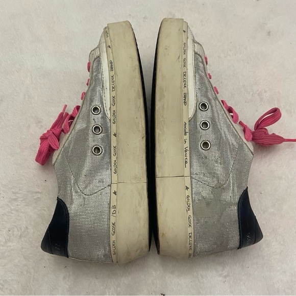 Golden Goose Hi Star sneakers in glitter with checkered pattern and white star - Picture 11 of 16